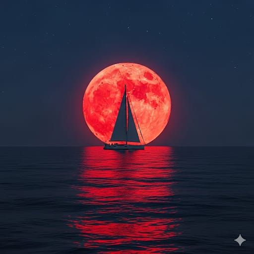 Sailing in the light of the red moon