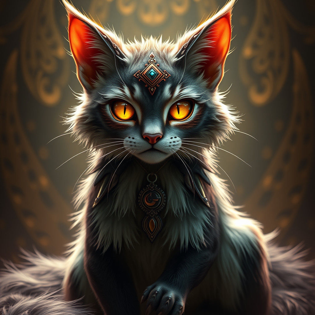 Anthropomorphic Cat Concept Art in Art Nouveau Style