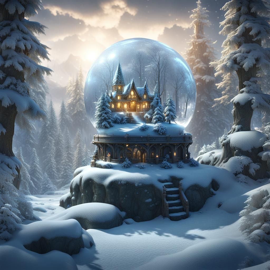 Winterland within a snow globe