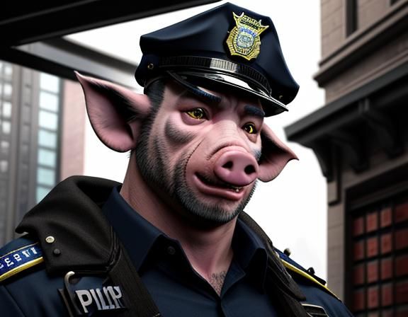 character creation, Evil fantasy realism of a man morphed with a pig ...