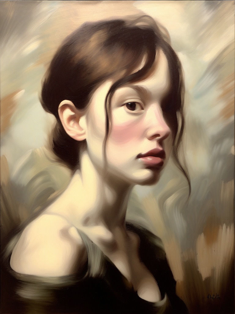 Oil portrait of a young woman