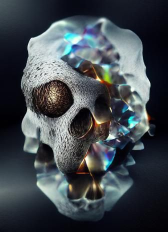 quartz and dark crystal skull