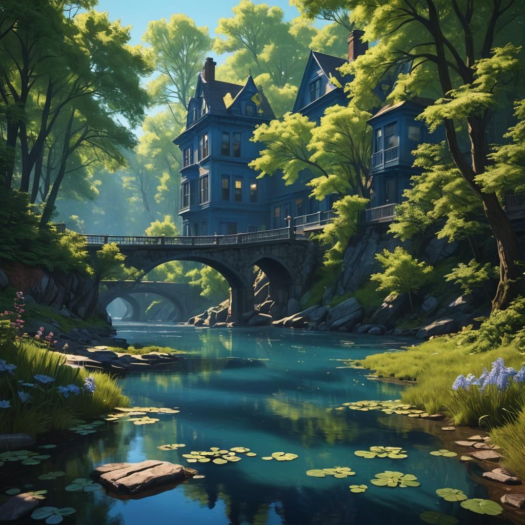 💖💋 Blue 16 River Spring Edward Hopper