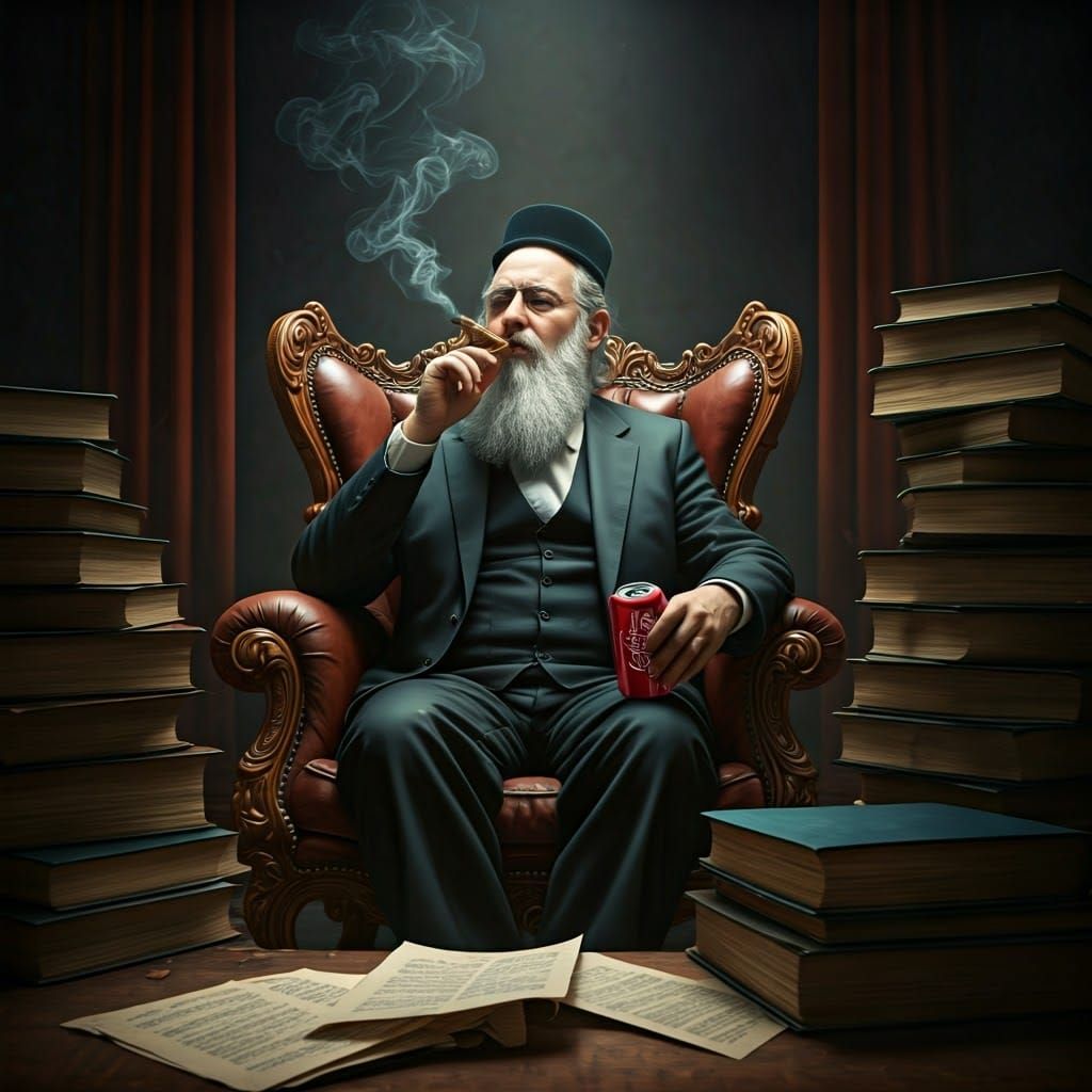 Contemporary Photorealistic Portrait of a Rosh Yeshiva in Co...