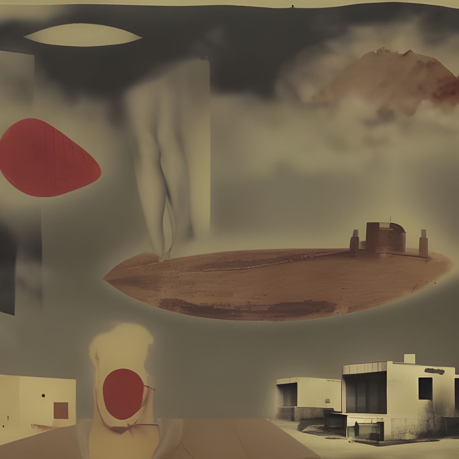 abandoned meat industry foggy and polluted desertic landscape ill pigs ...