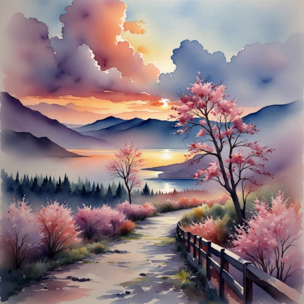  <lora:Watercolor-flux:1.0>