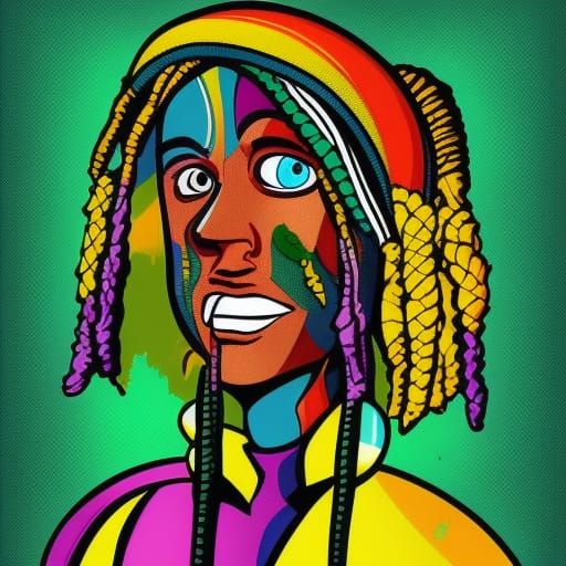 Rastafarian pop art  digital art 8K resolution colorful comi...