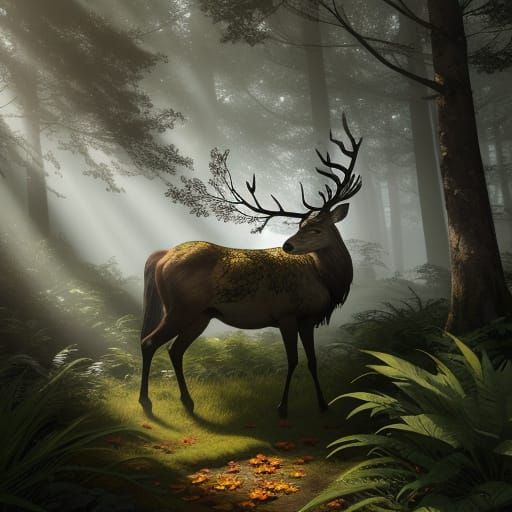 Ethereal Stag in Luminescent Forest