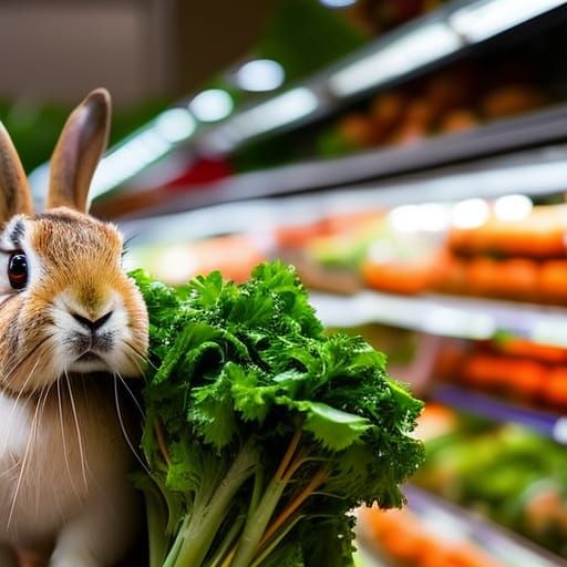 Rabbit in the supermarket. AI Generated Artwork NightCafe Creator