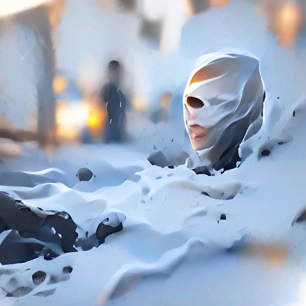 Face covered in snow