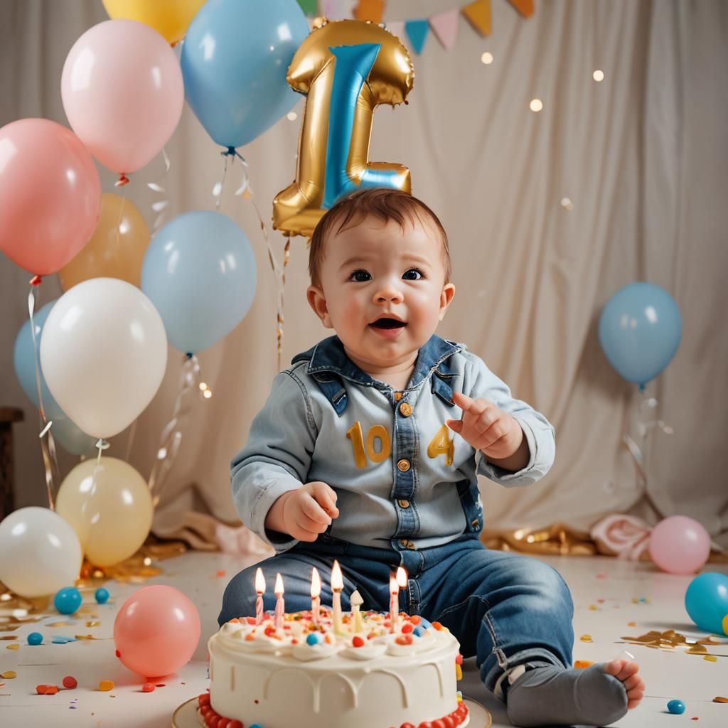 Baby's First Birthday: Hyper-Realistic Portrait