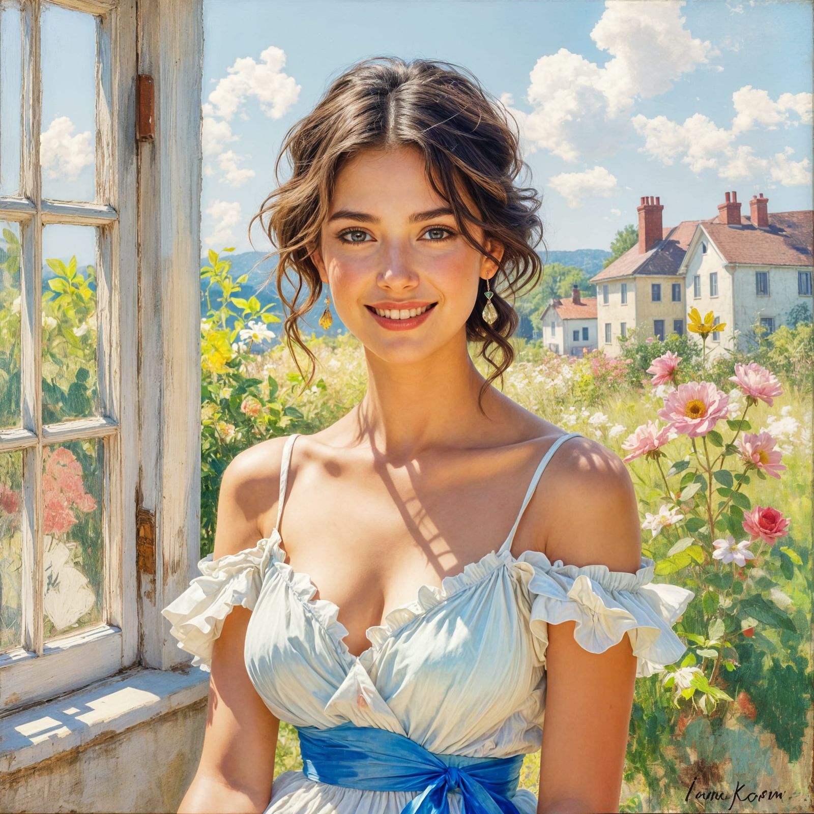 Impressionistic oil portrait of a beautiful woman  by @grl_pwr