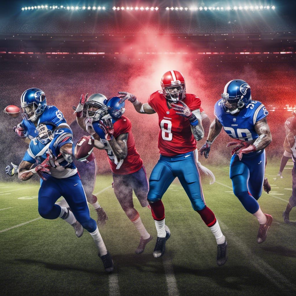 5 zombie NFL players in blue jerseys - AI Generated Artwork - NightCafe ...