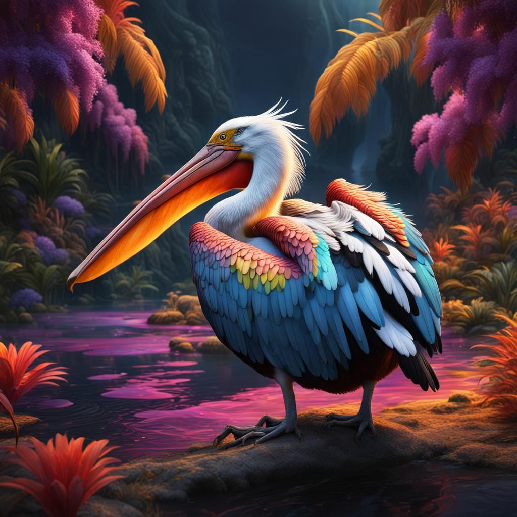 Colorful pelican