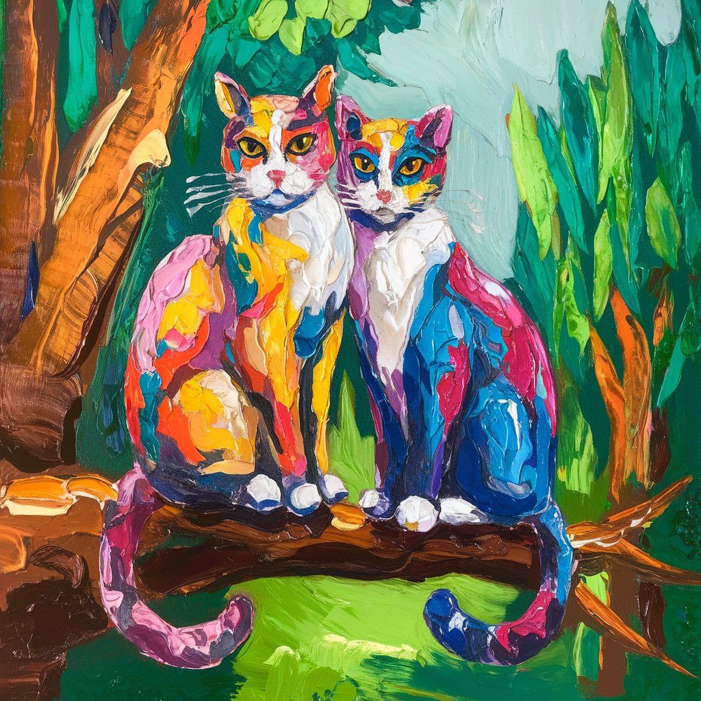 Two cats watercolor