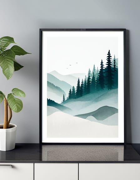 nature scene :: minimalist aesthetic :: soft colors :: framed art print ...