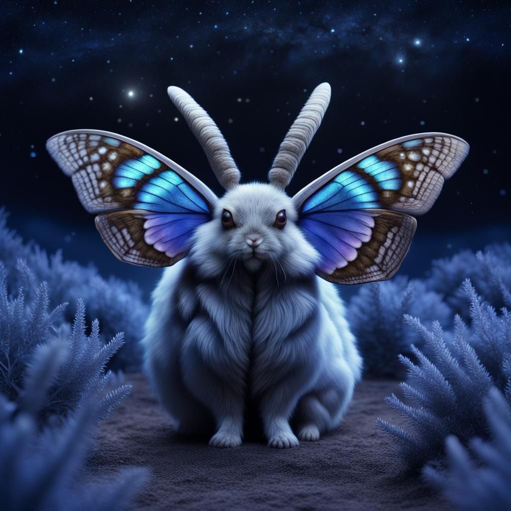 Photo of group of iridescent dusky luminous (silkmoth_rabbit...