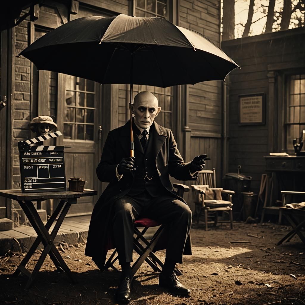 Count Orlok relaxes out of the sun between takes   by @Shireling