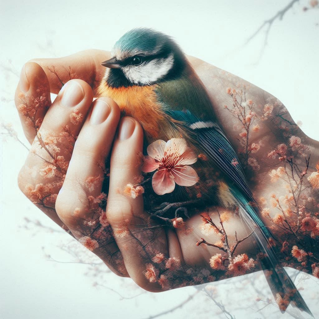 A bird in the hands of spring