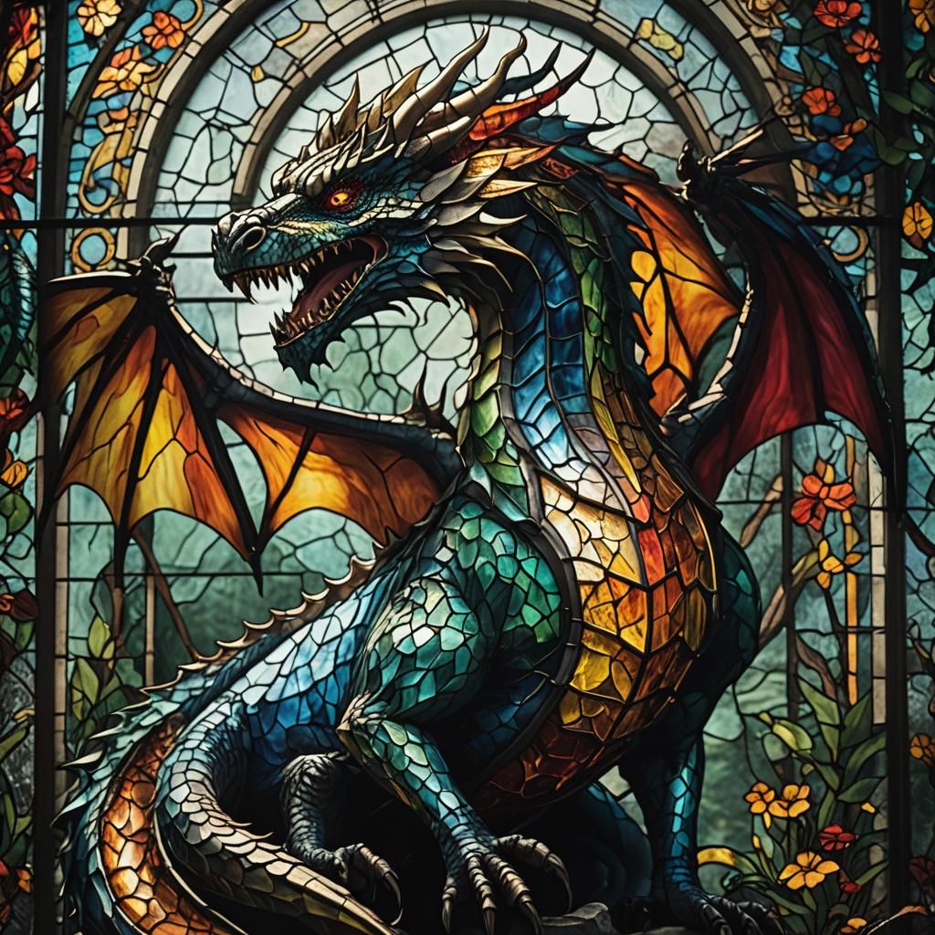 A stained glass dragon   by @Ana