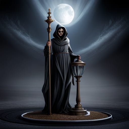 grim reaper is trapped in an hourglass.