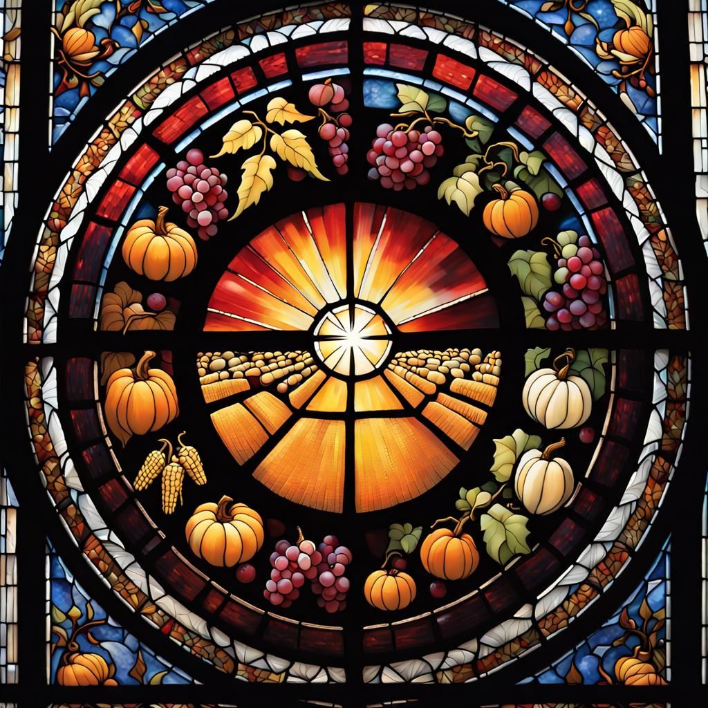 Autumn Harvest Stained Glass 🍎🍇🌽 