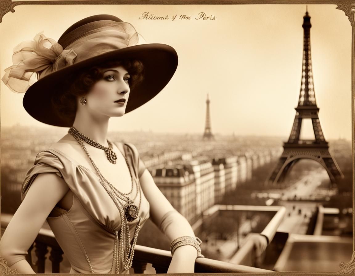 Old fashioned postcard from the beginning of the twentieth century, in sepia, showing the city of Paris ...  by @Kickoff 