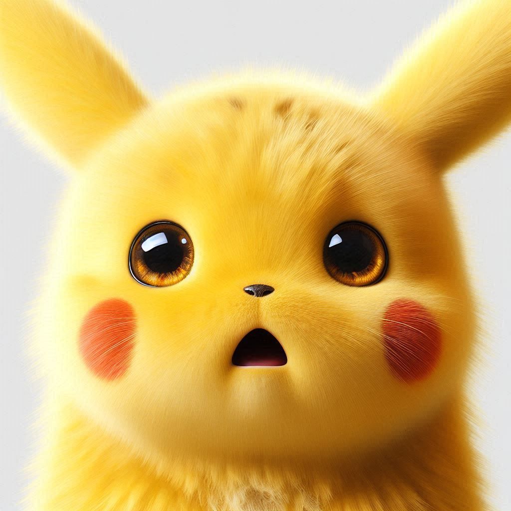 Surprised pikachu face in 4k