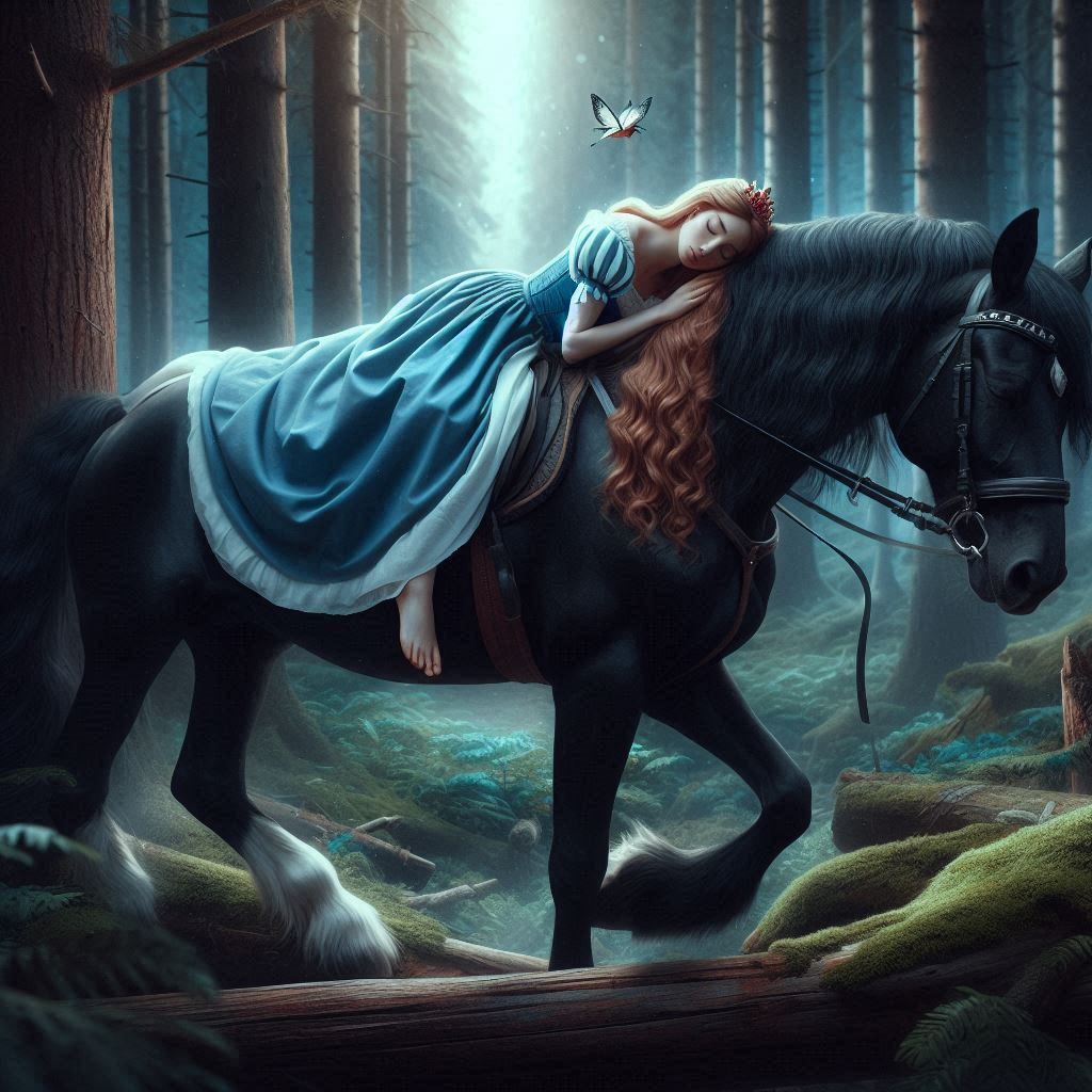 Sleeping beauty on a ride