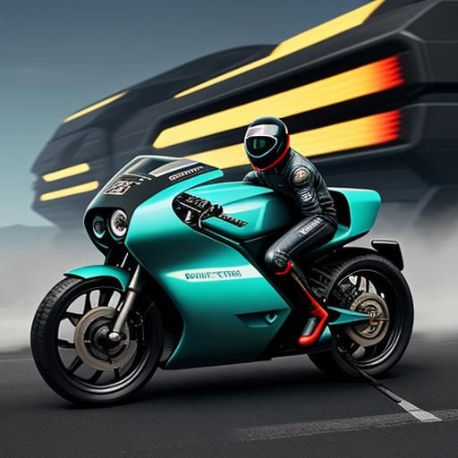 Retro future art, motorcycle