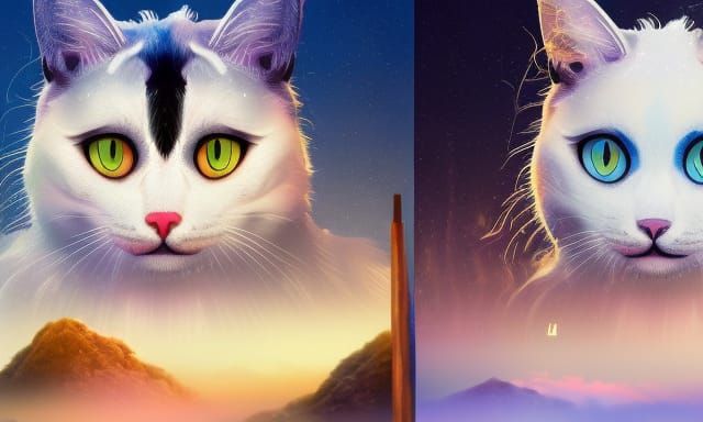 wonderful yin yang cat design 8k resolution concept art hype...