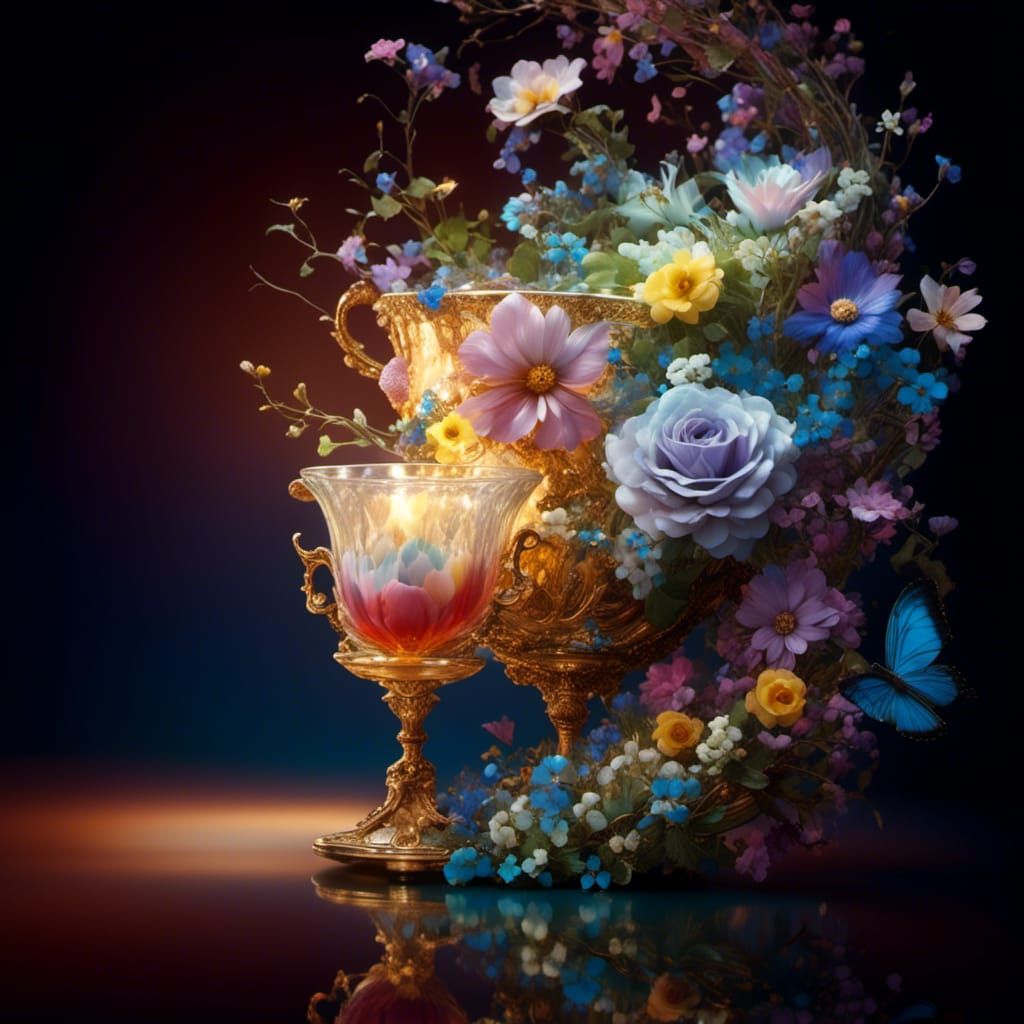 A Floral Chalice and Vase.