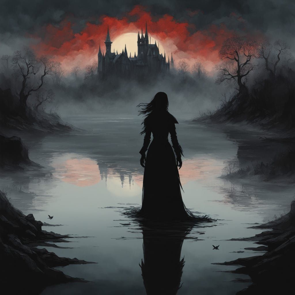 Ethereal, Raven-Haired Siren Dissolves into Misty Lake