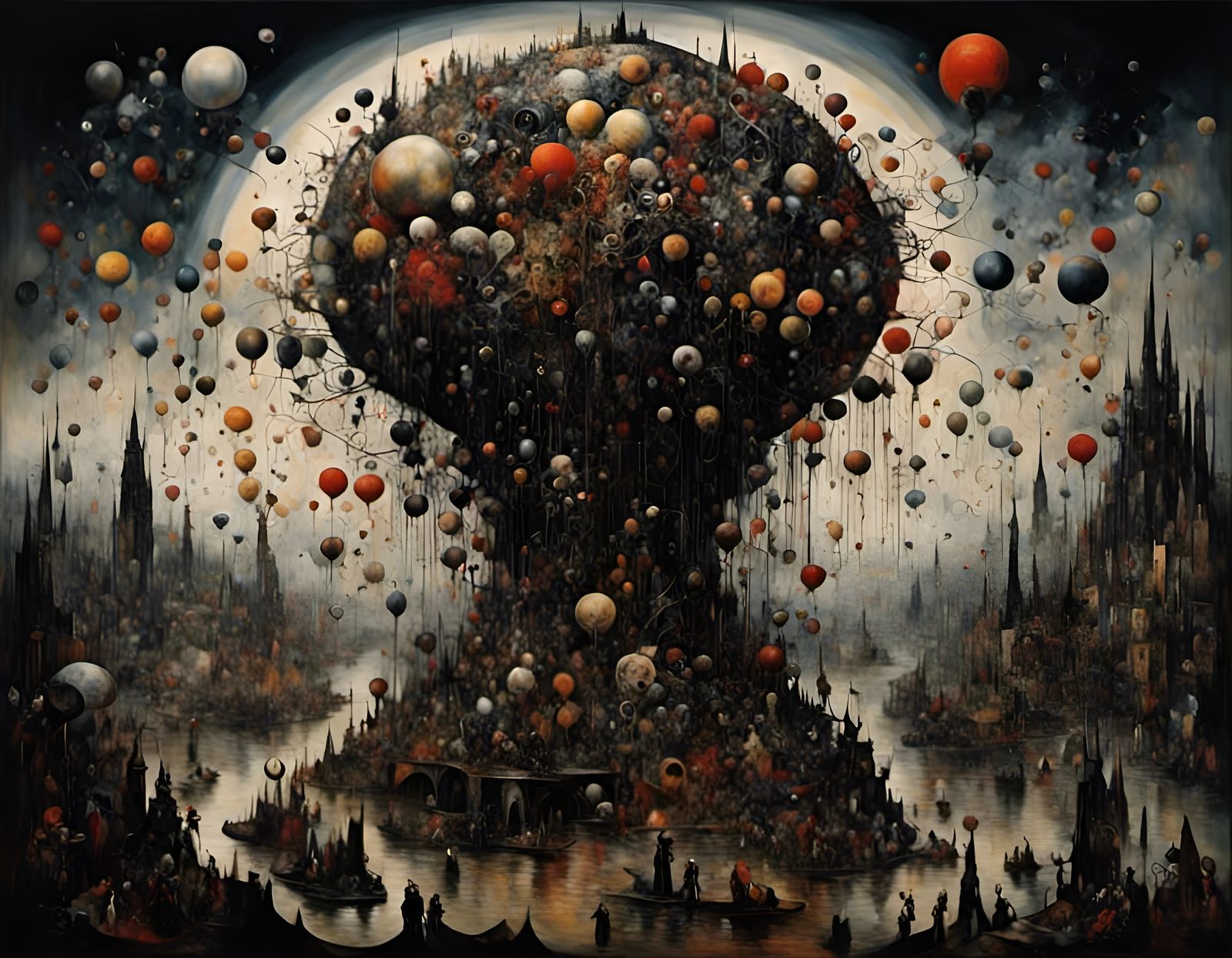 Surreal Tropical Beach Scene with Emojis