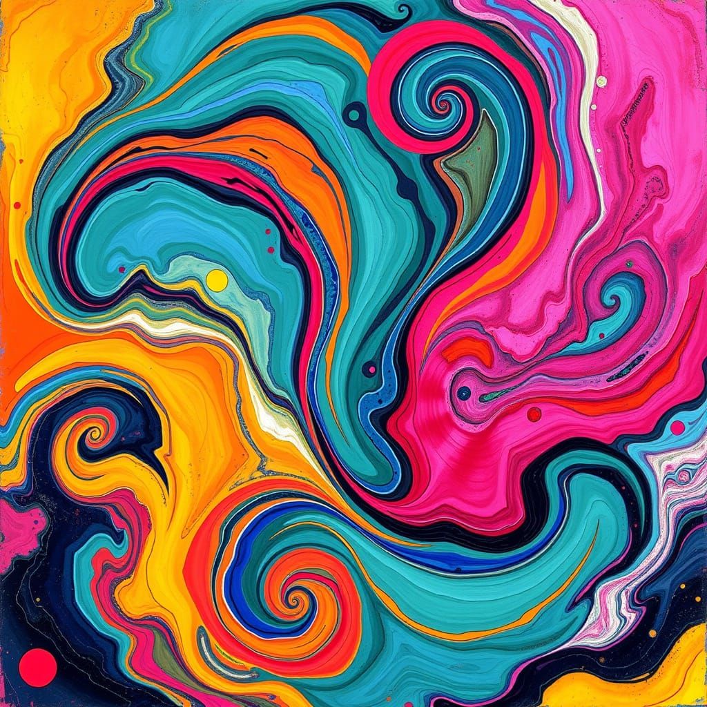 Abstract Swirling Shapes in Bold Colors