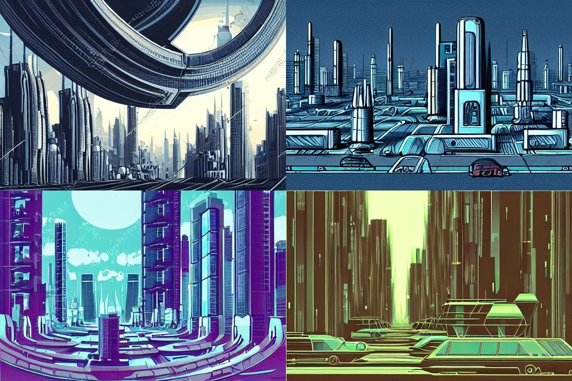 Sci-fi city in the style of Conceptual art