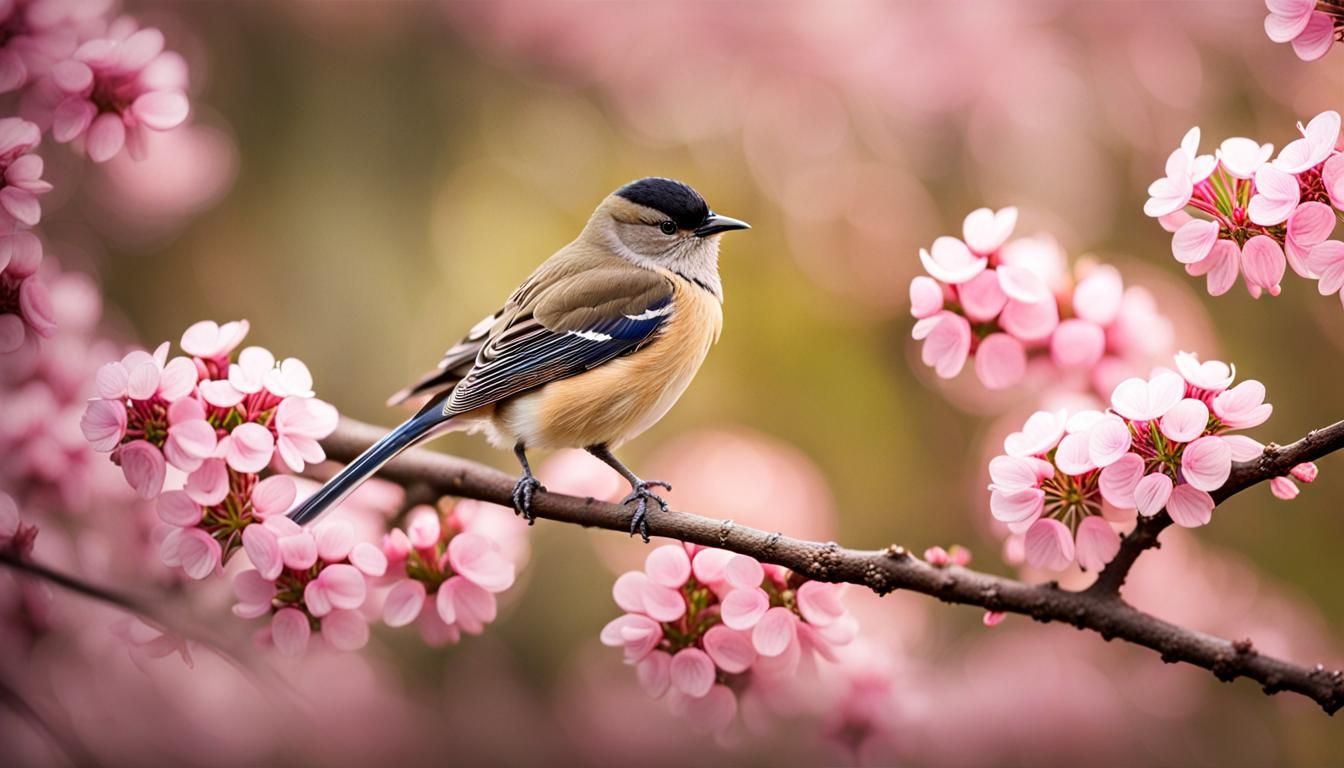 Fluffy Bird in Blossoms: Award Winning Photography
