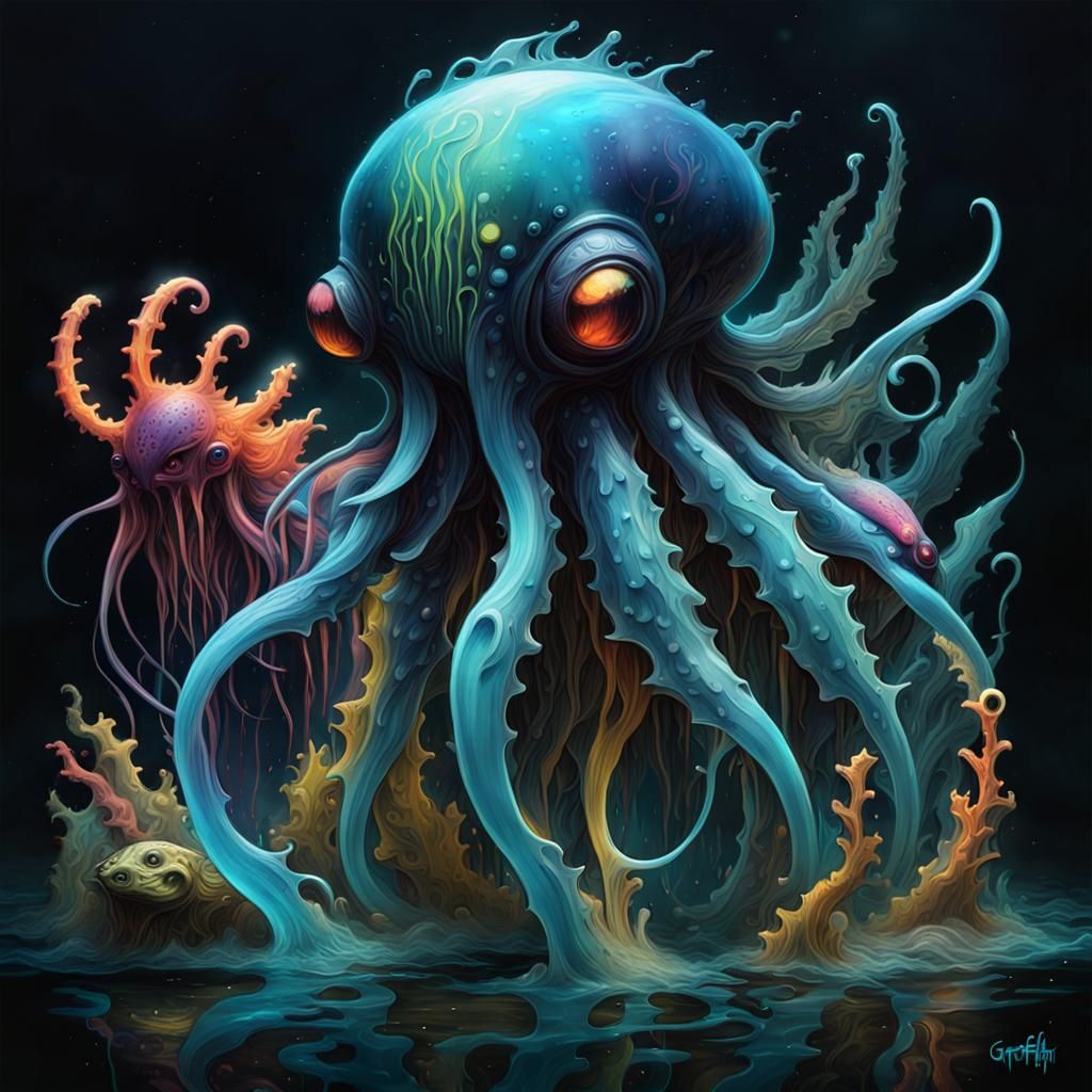 The Glowing Octopus. - AI Generated Artwork - NightCafe Creator