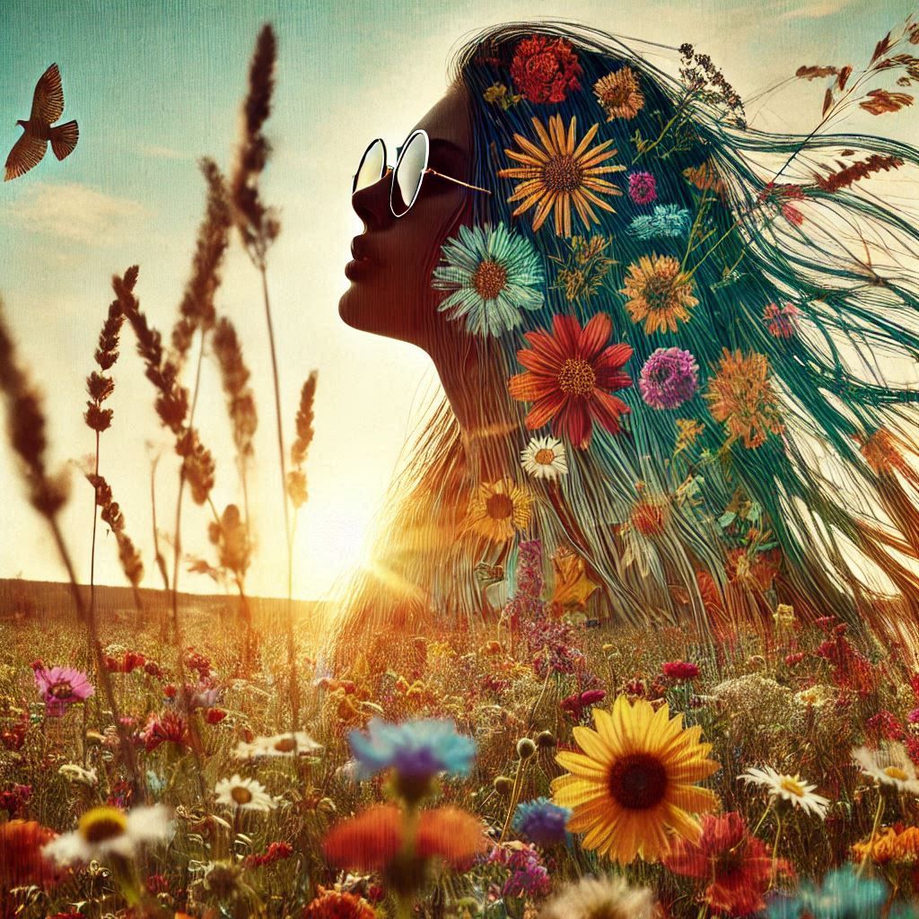 double exposure beautiful fantasy portrait landscape..