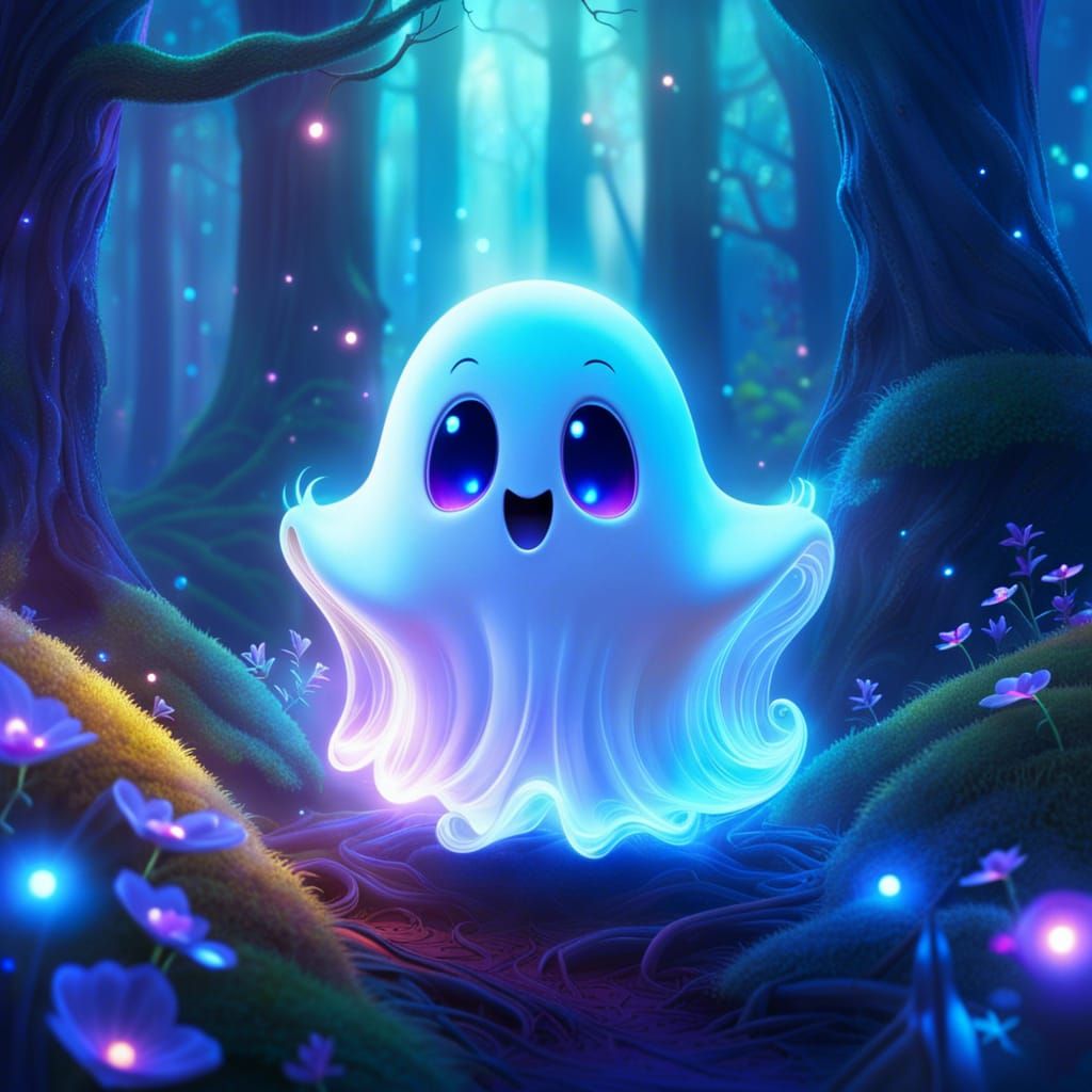 Cute ghost chasing fairy dust  by @Peppy Pixi