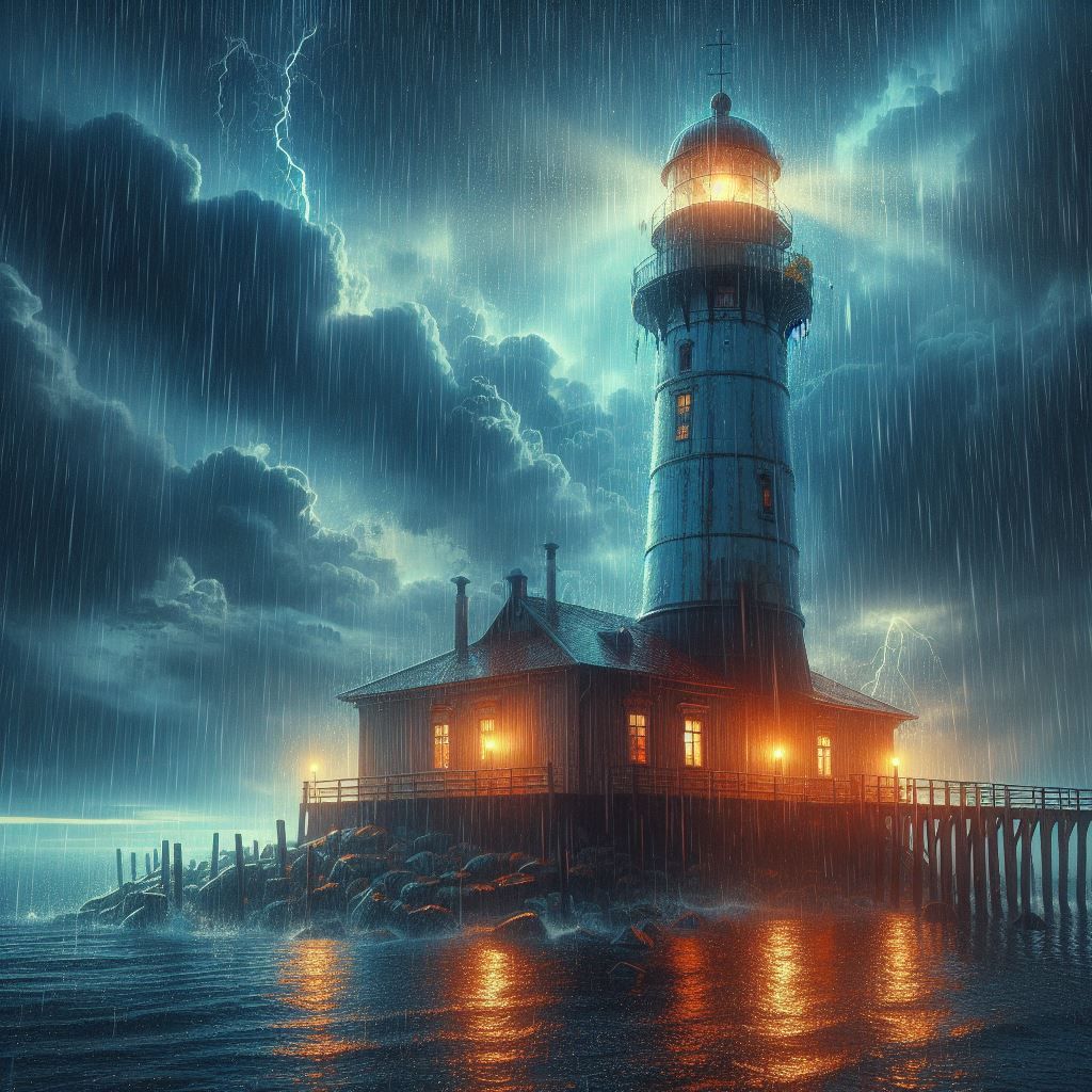 Lighthouse in the Rain
