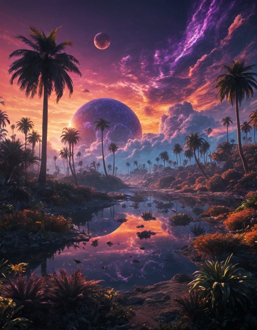 Extraterrestial Palm trees  by @Unreality One