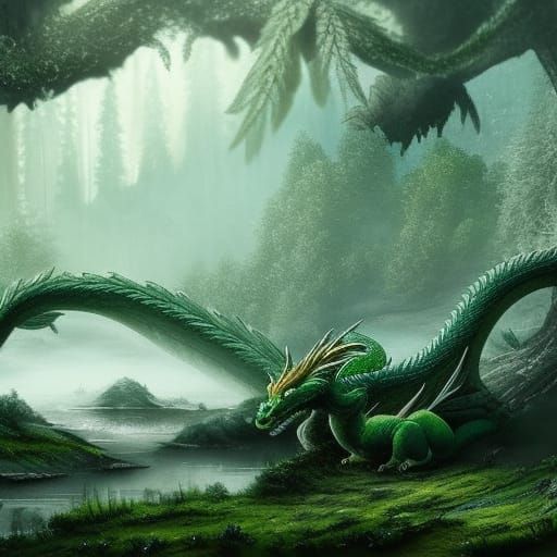 Dragons_ Green swamp Dragon - AI Generated Artwork - NightCafe Creator