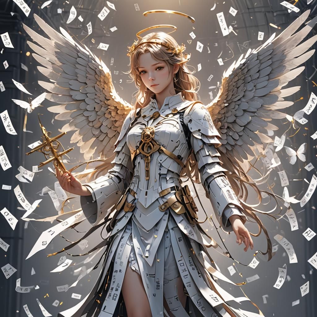 an angel made out of math equations holding fractions - AI Generated ...