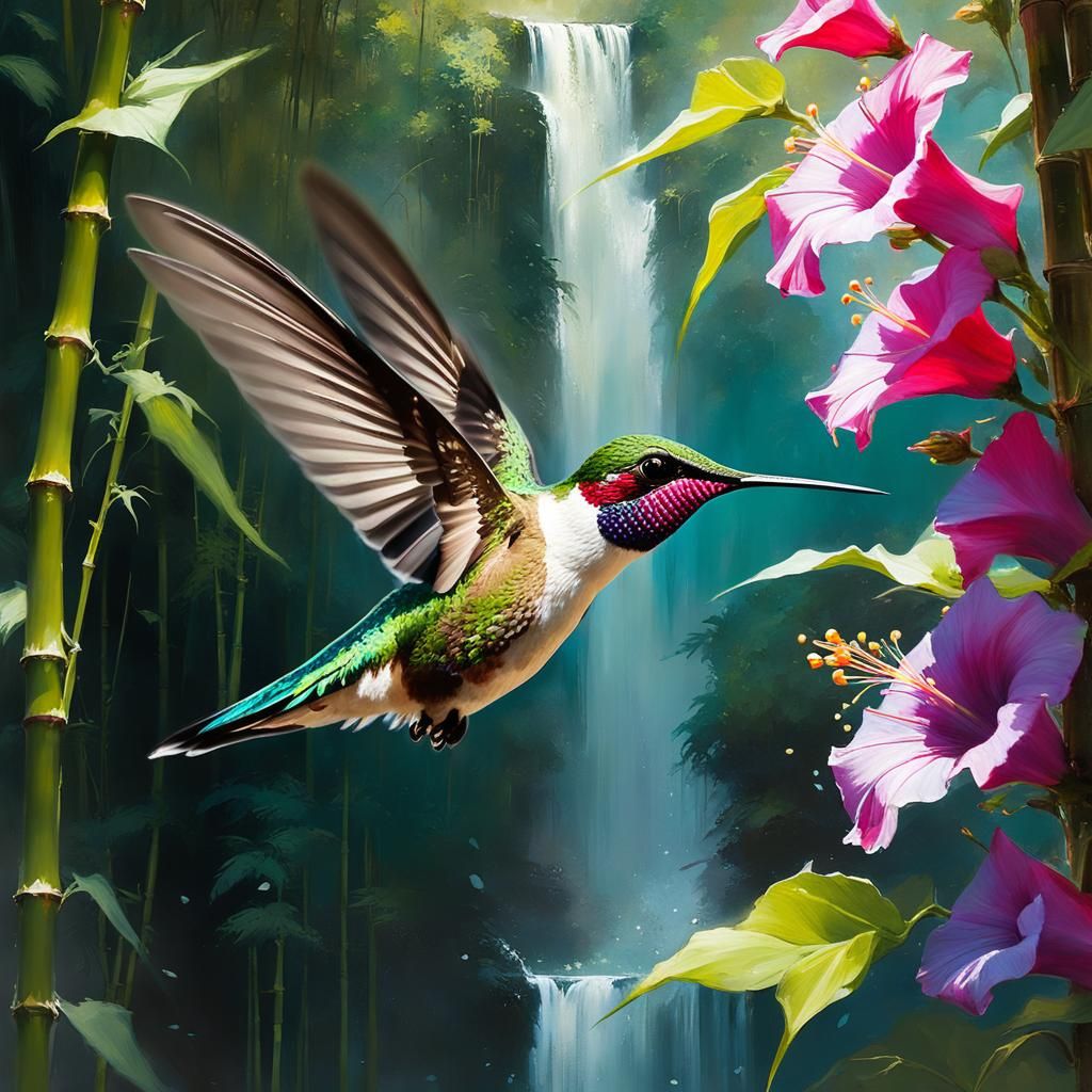 Ruby Throuted Hummingbird   by @Superbear