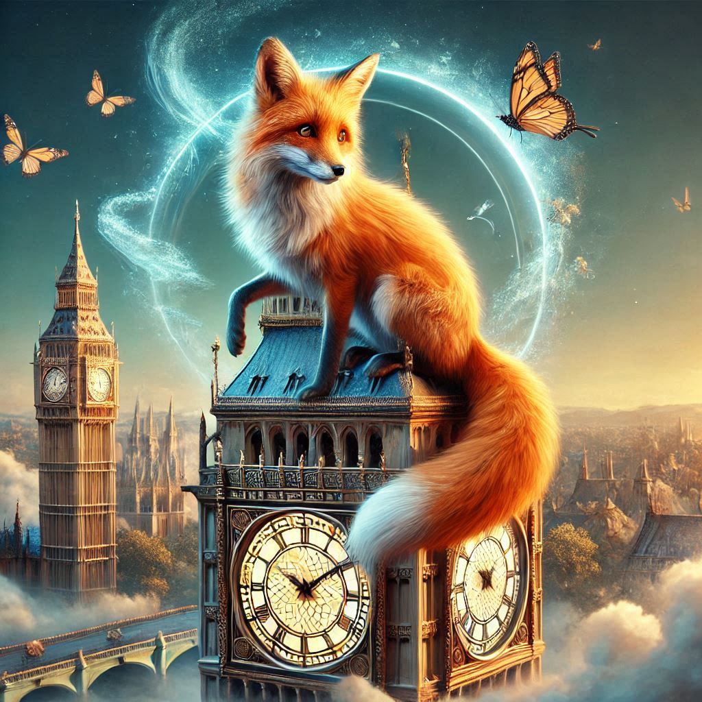 fox on a clock tower