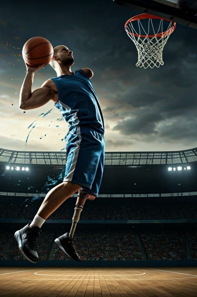 One armed - one legged basketball player   by @David Myers