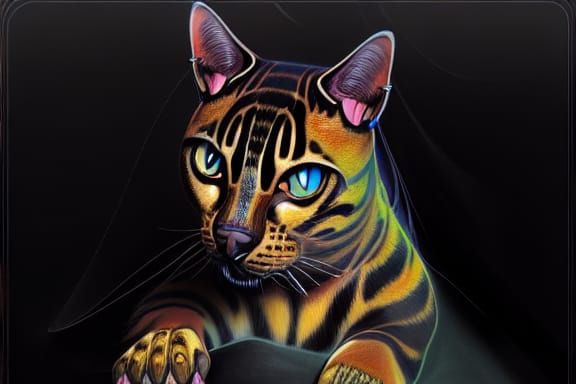 A sad Bengal Cat detailed matte painting, deep color, intric...