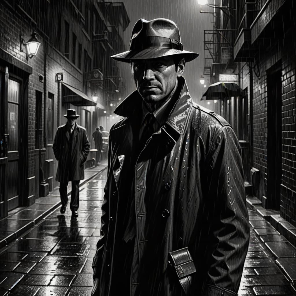 Night scene in 1940s noir film.  by @Suz