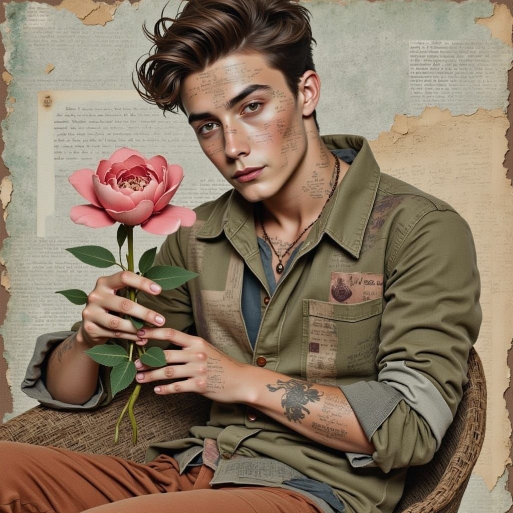 Elegant Gentleman Pose in Floral Setting